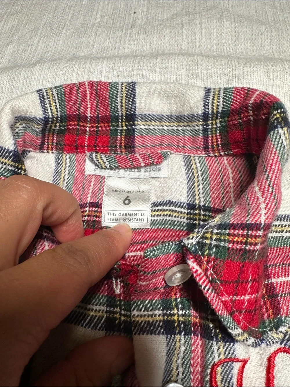Pottery barn kids Girls Red and White Plaid Flannel Nightgown